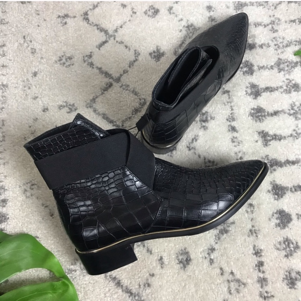 VALENTINA BLACK ANKLE BOOTS 100% LEATHER